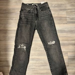 Dark black demon jeans with cut outs